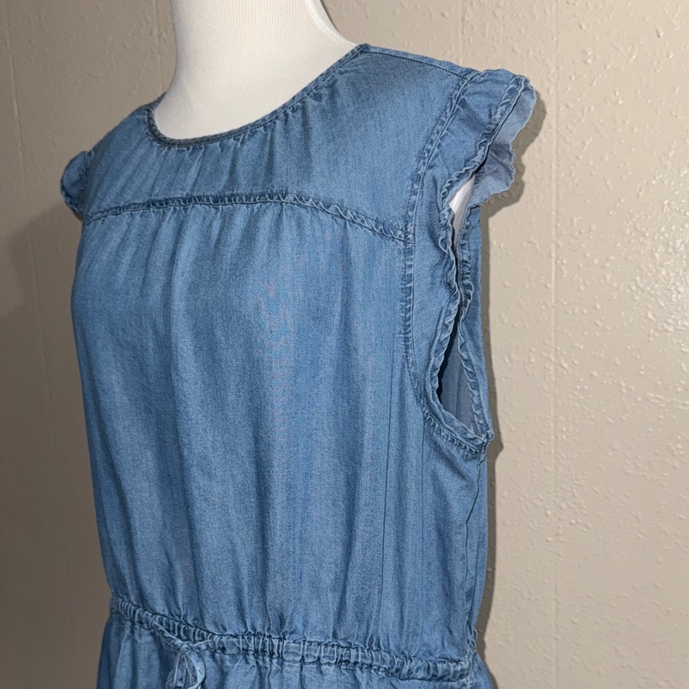 Time and Tru Denim Blue Ruffle Dress With pockets - Picture 6 of 12